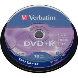 DVD+R VERBATIM 16X 4.7GB TARRINA 10 UNI