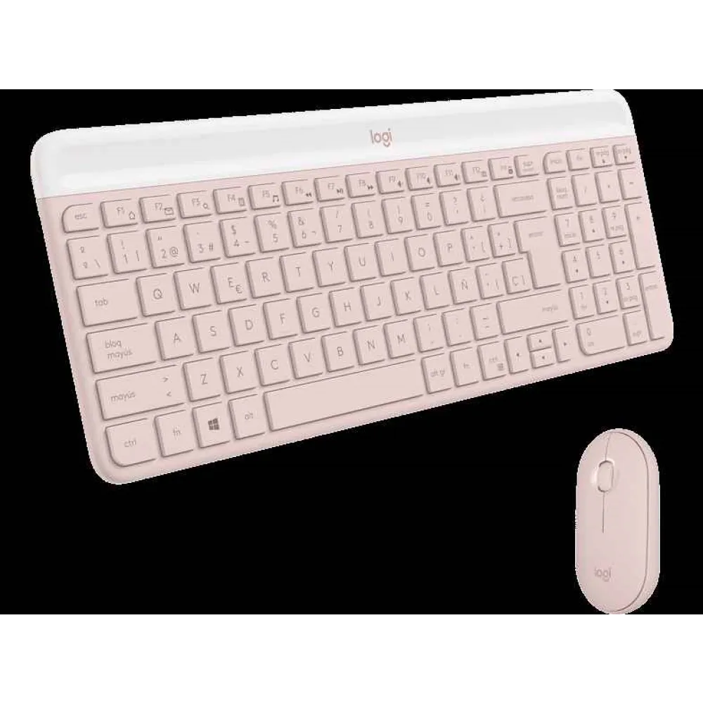 Combo teclado y raton Logitech MK470 rosa/blanco